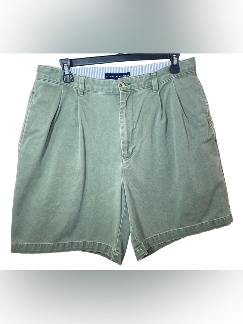 Tommy Hilfiger Men’s Olive Green Flat Front Cotton Shorts